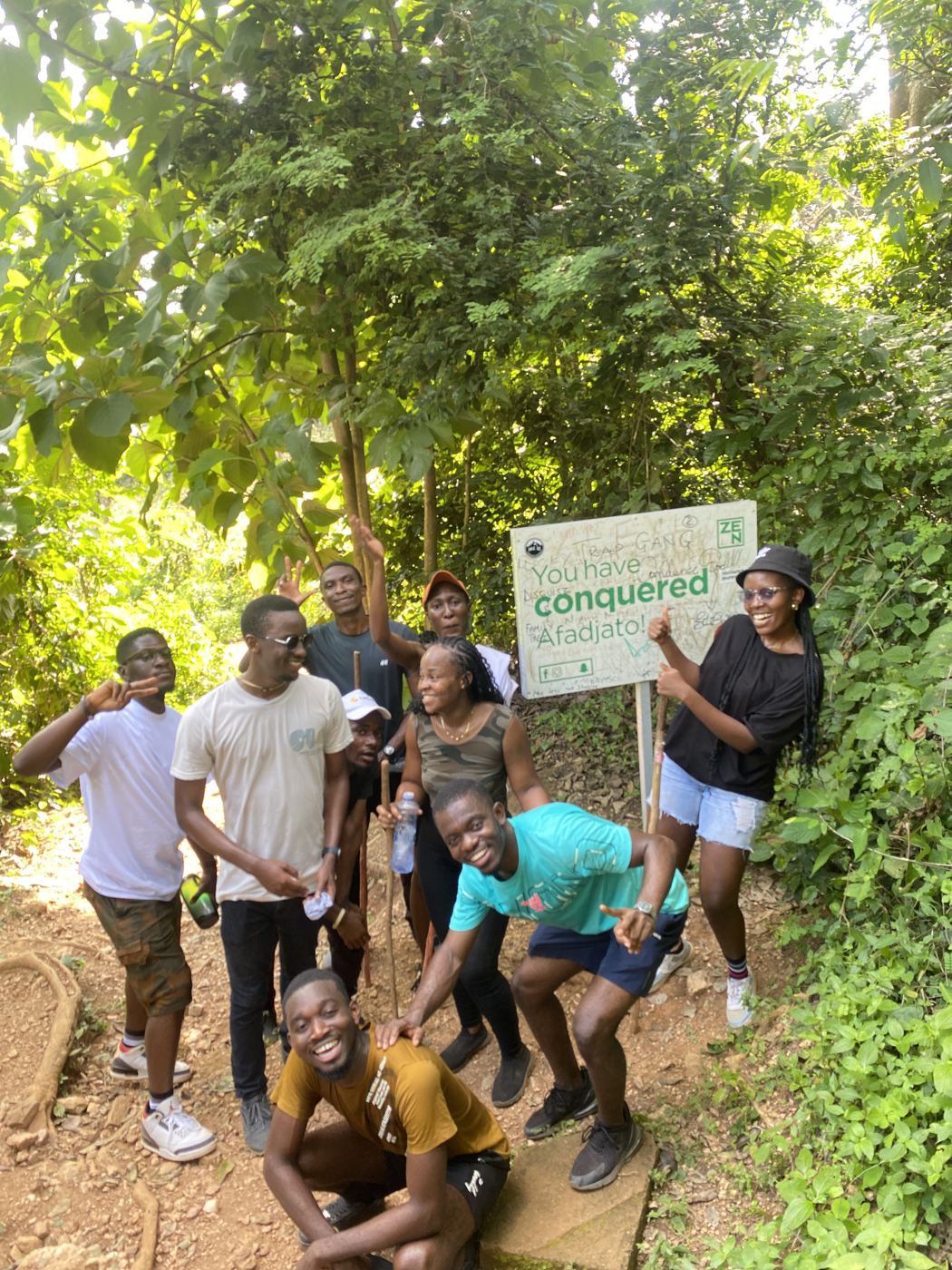 At the You have conquered Afadjato sign