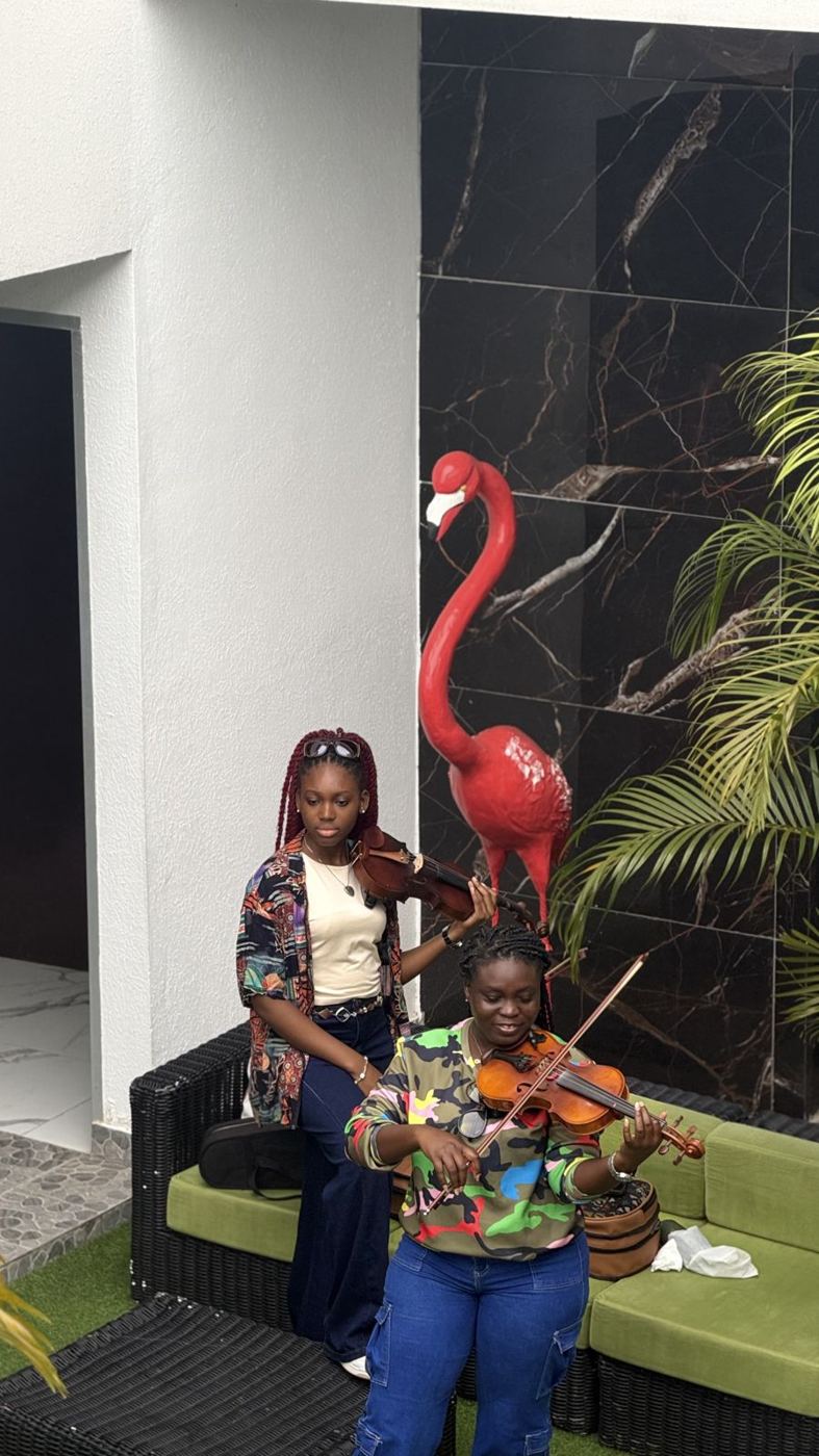 Live violin at the villa